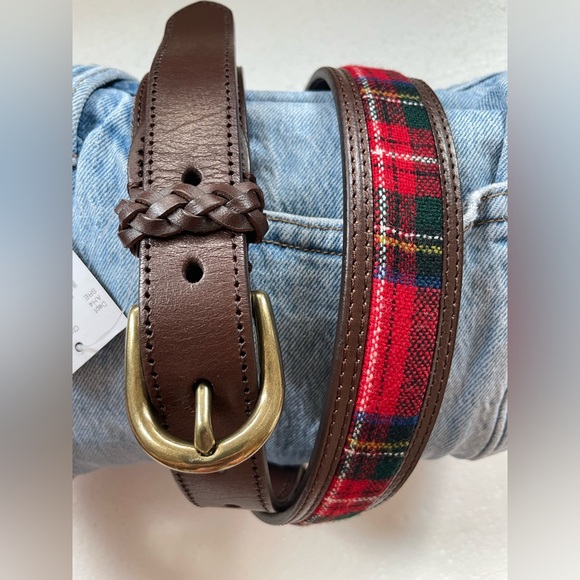 J. Crew Other - JCREW LEATHER AND WOOL TARTAN BELT